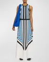 JOSEPH AVRON STRIPED A-LINE MAXI SKIRT