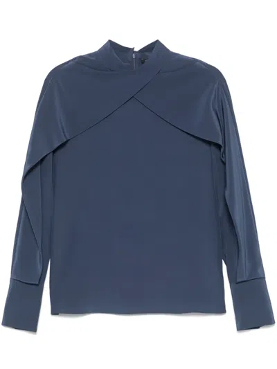 Joseph Bailie Layered Silk Crepe De Chine Blouse In Blue