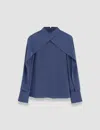 Joseph Bailie Silk Crepe De Chine Blouse In Harbour