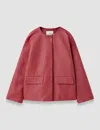 Joseph Barbs Pebble Leather Jacket In Pink