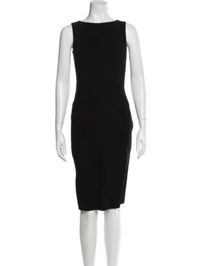 Pre-owned Joseph Bateau Neckline Midi Length Dress In Black