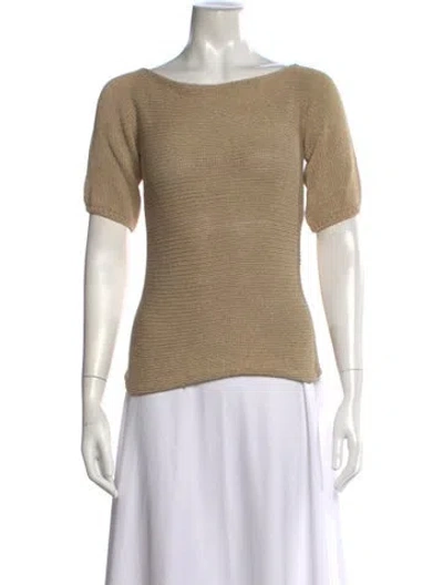 Pre-owned Joseph Bateau Neckline Short Sleeve Top In Neutral