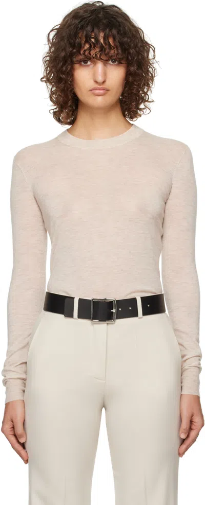 Joseph Beige Cashair Round Neck Sweater In 1273 Oat Melange