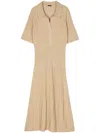 Joseph Beige Fine Rib Merino Wool Maxi Dress In Multi