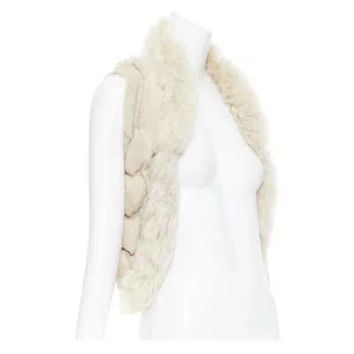 Pre-owned Joseph Beige Lambskin Leather Fur Elastic Stitching Bolero Vest Fr36 S In Brown
