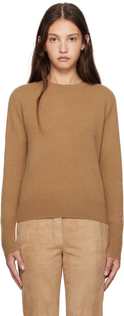 Joseph Beige Light Pure Cashmere Round Neck Sweater In 1212 Oak