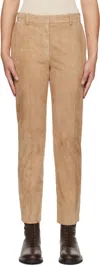 Joseph Beige Stretch Coleman Suede Trousers In 1212 Oak