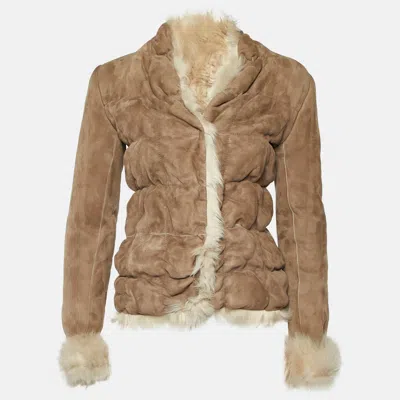 Pre-owned Joseph Beige Suede And Fur Jacket S