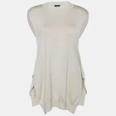 Pre-owned Joseph Beige Wool Knit Cross Back Detail High Low Hem Sleeveless Sweater L