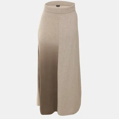 Pre-owned Joseph Beige/khaki Rib Knit Maxi Skirt M In Sand