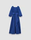 Joseph Cotton Belted Bellan Maxi Dress In Blue