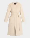 Joseph Belted Geometric Double-face Coat In Neutral