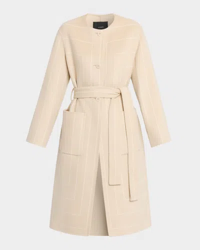 Joseph Belted Geometric Double-face Coat In Neutral