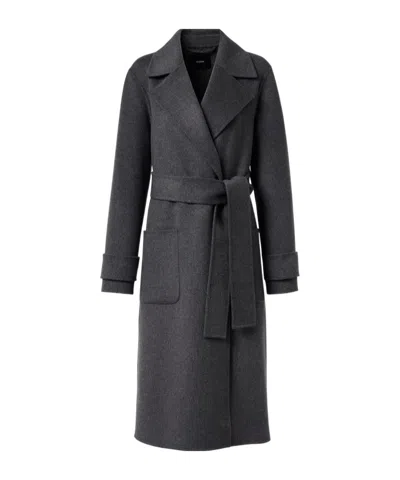 Joseph Belted Long-sleeved Coat In Black