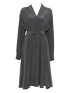 Joseph Belted Silk Dress In Gray