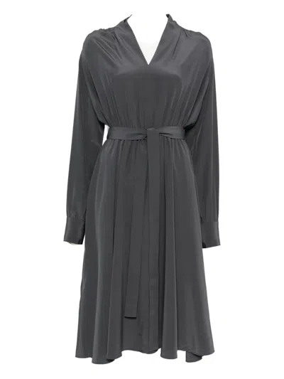 Joseph Belted Silk Dress In Gray