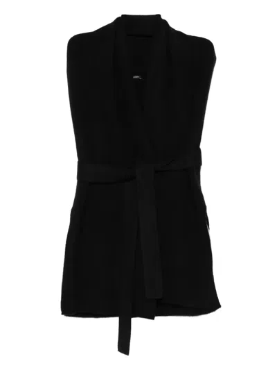 Joseph Belted Sleeveless Cardigan In Black