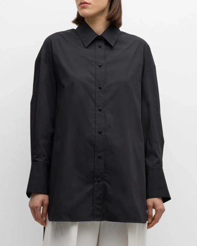 Joseph Berton Button-down Cotton Poplin Blouse In Black