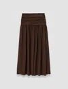 Joseph Womens Ebony Bex Ruched Silk Midi Skirt In Ebony