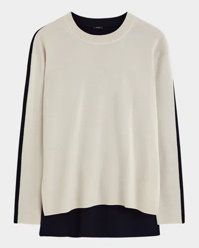 Joseph Bi-color Crewneck Sweater In Quail/black