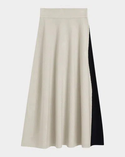 Joseph Bi-color Knit Maxi Skirt In Quail/black