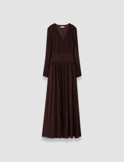 Joseph Bianca Silk Chiffon Dress In Burgundy