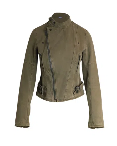 Joseph Biker Jacket In Olive Cotton In Green