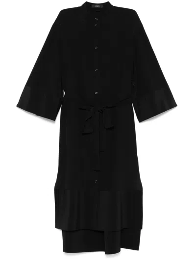 Joseph Black Button Front Belted Dress