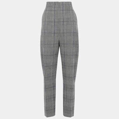 Pre-owned Joseph Black Checked Wool Tapered Pants M (fr 38)