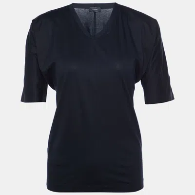 Pre-owned Joseph Black Cotton Knit V-neck T-shirt S