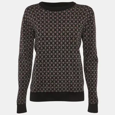 Pre-owned Joseph Black Jacquard Wool Crew Neck Sweater M