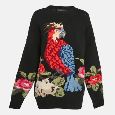 Pre-owned Joseph Black Parrot Sweet Flower Handknit Sweater S