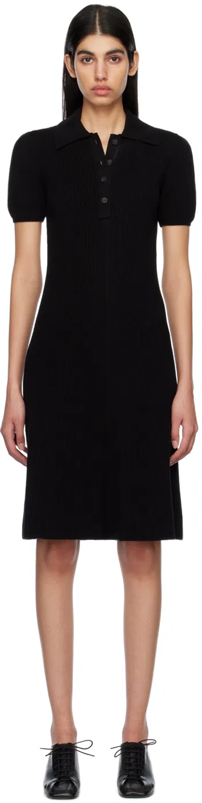 Joseph Black Spread Collar Midi Dress In 0010 Black