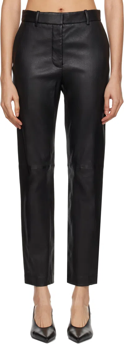 Joseph Black Stretch Coleman Leather Trousers In 0010 Black