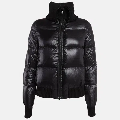 Pre-owned Joseph Black Synthetic Zip-up Quilted Down Puffer Coat M