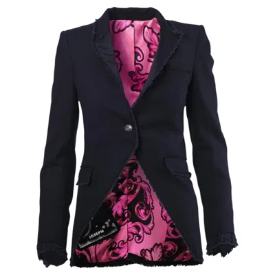 Pre-owned Joseph Black Tailored Single Breasted Blazer With Pink Patterned Lining - 00s