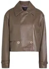 Joseph Blaise Cropped Leather Jacket In Brown