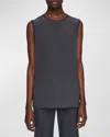 Joseph Bley Crewneck Ribbed-trim Blouse In Slate