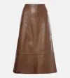 Joseph Blomfield Leather Midi Skirt In Brown