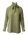 Joseph Blouse With Pussy-bow Neckline In Khaki Green Silk In Green