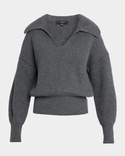 Joseph Blouson Rib-knit Sweater In Gray
