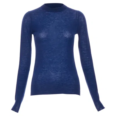 Pre-owned Joseph Blue Cashmere Crew Neck Long Sleeve Sweater