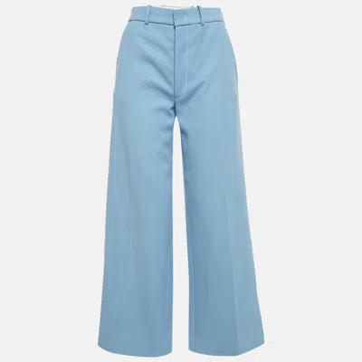 Pre-owned Joseph Blue Cottonwool Twill Wide-leg Trousers S