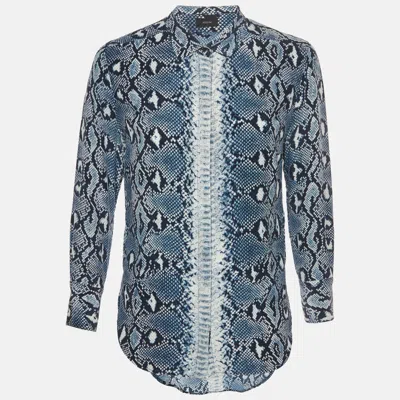Pre-owned Joseph Blue Python Print Button Up Lydie Shirt L