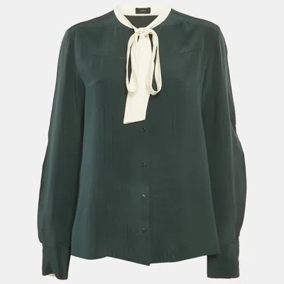 Joseph Blue Silk Pintuck Blouse In Green