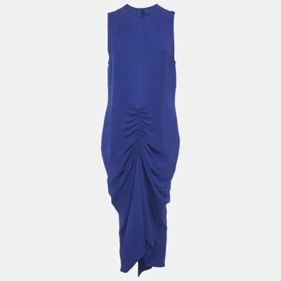 Pre-owned Joseph Blue Silk Ruche Asymmetric Dress L
