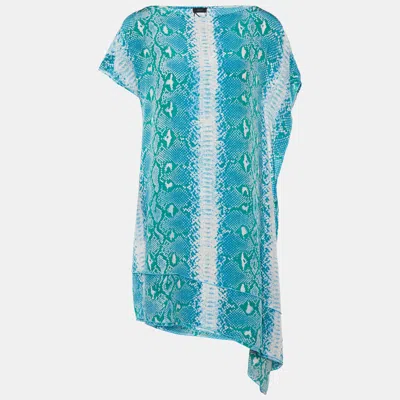 Pre-owned Joseph Blue Snake Printed Silk Shift Dress S