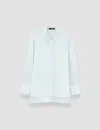 Joseph Womens Oxford Blue Bold Relaxed-fit Silk-crepe Blouse In White