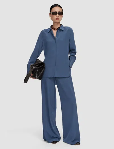 Joseph Bold Crepe De Soie Silk Blouse In Blue