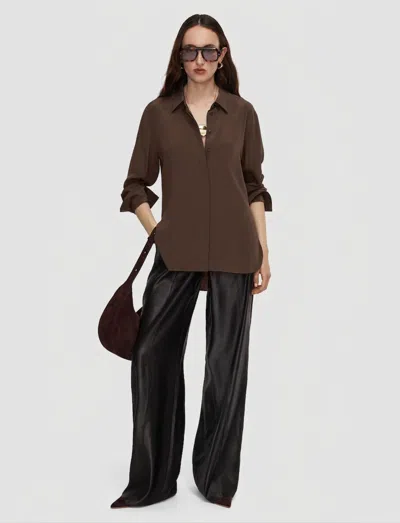 Joseph Bold Crepe De Soie Silk Blouse In Brown